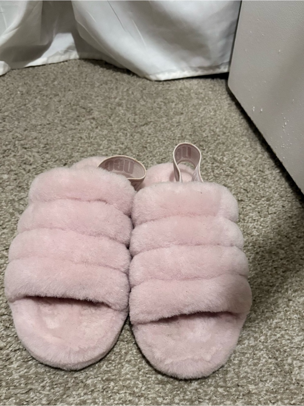 UGG Pink Plush Fuzzy Slide Slippers